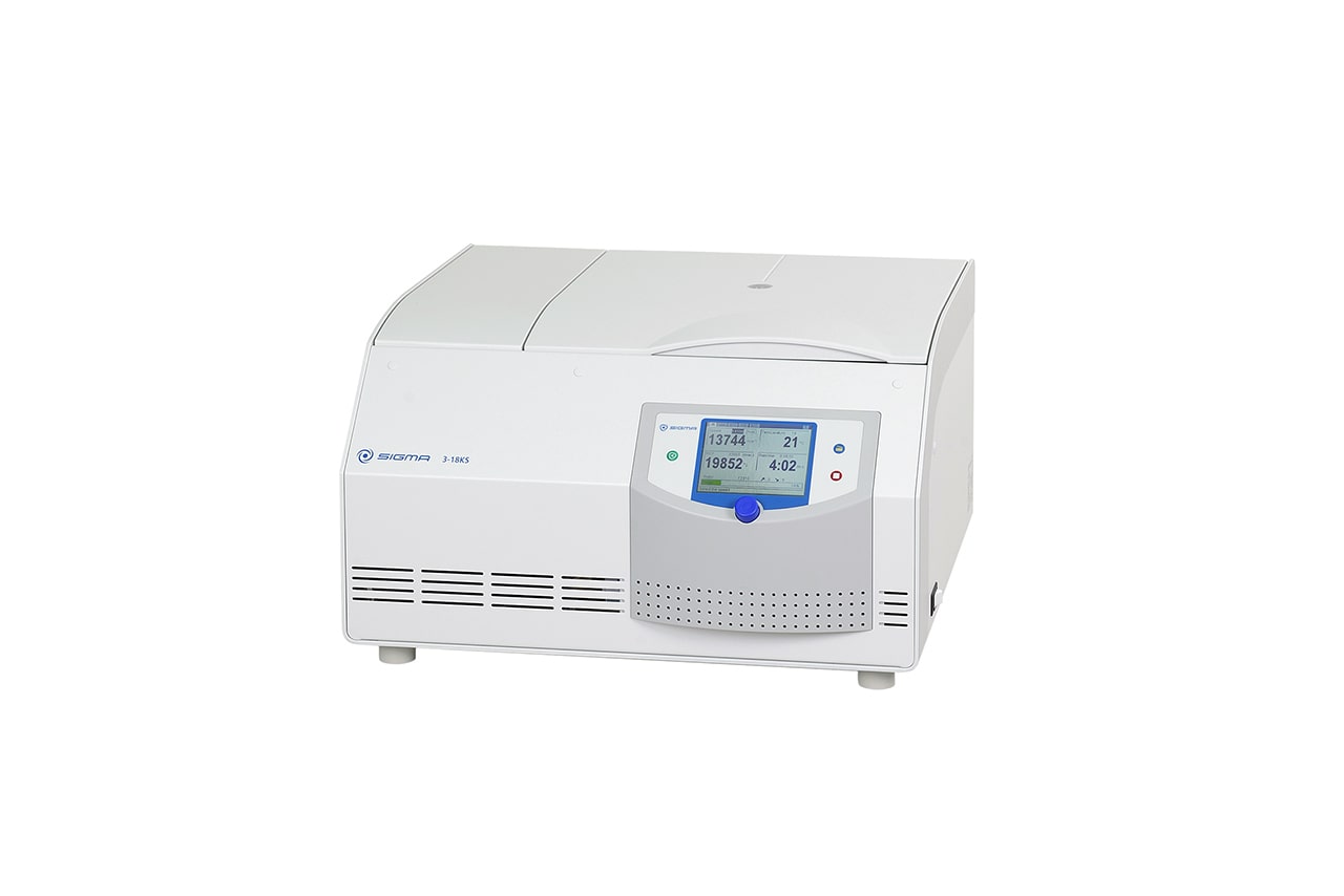 Sigma 3-18KS refrigerated tabletop centrifuge with closed lid